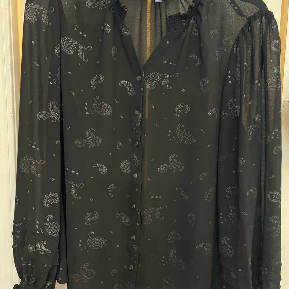 Democracy Black Sheer Blouse